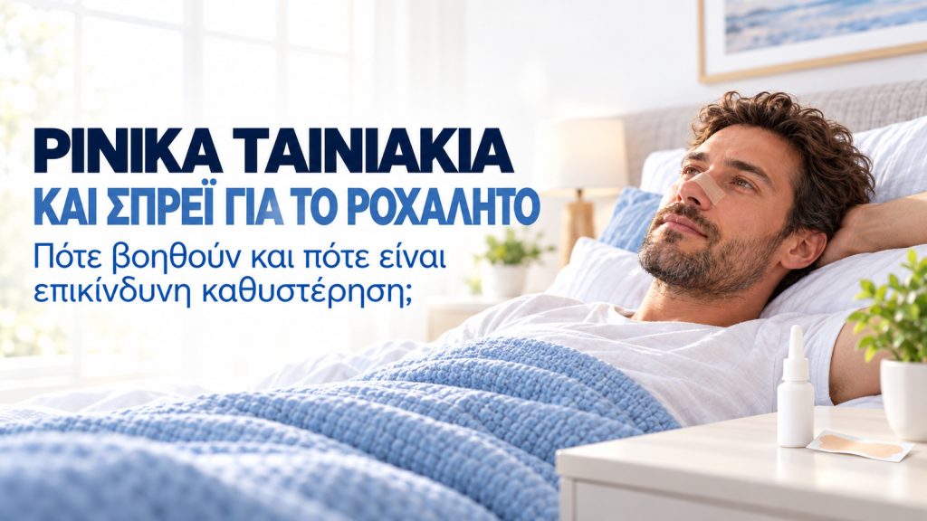 Δοκιμάζετε ταινίες μύτης ή σπρέι για το ροχαλητό; Ανακαλύψτε πότε βοηθούν, πότε κρύβουν κινδύνους και ποιες είναι οι έγκυρες λύσεις του Sleep Experts.